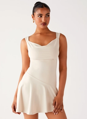 Eye - catching look Dune Whisper Mini Dress - Ivory Relaxed Style Wear Dune Whisper Mini Dress - Ivory