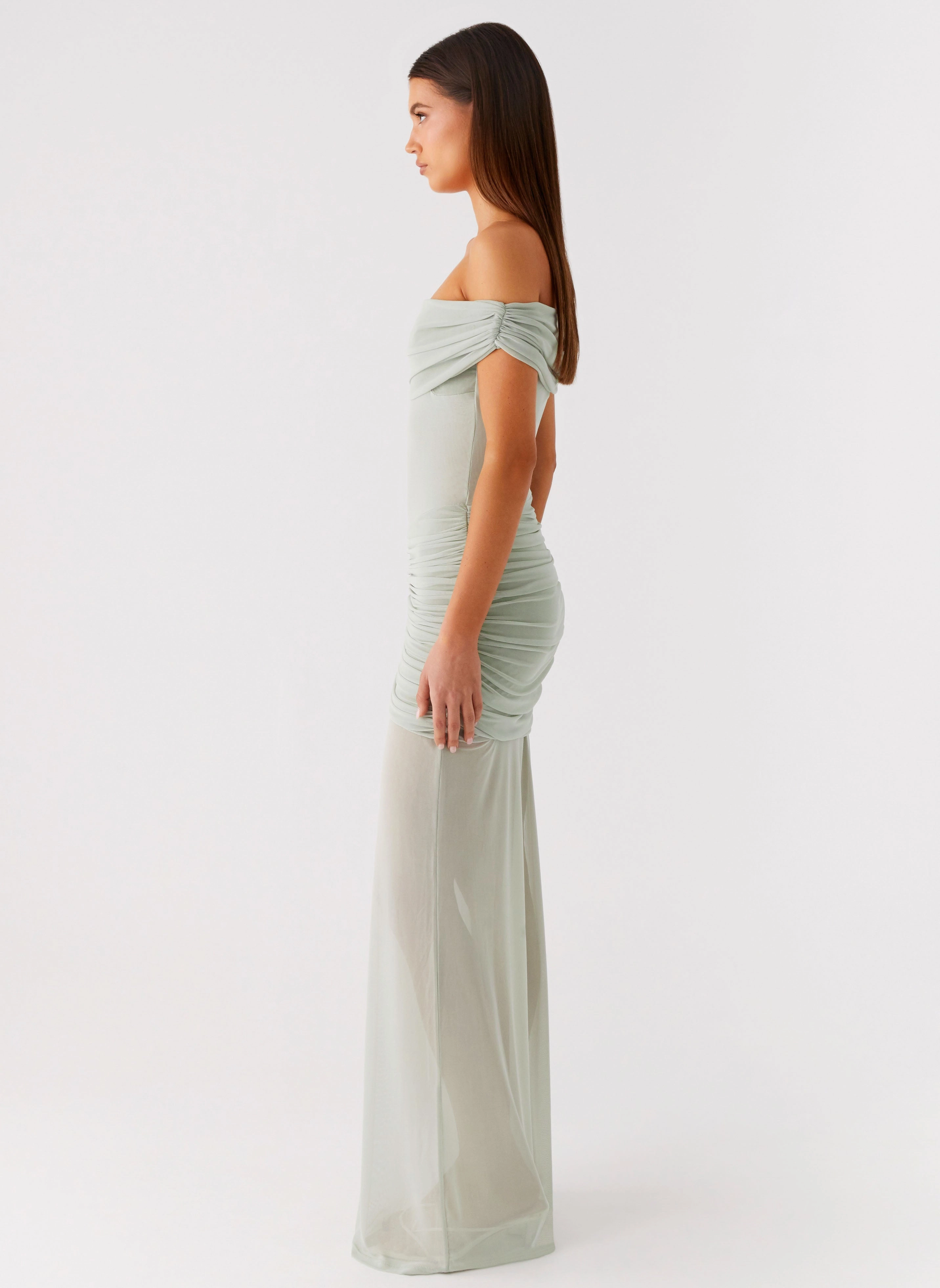 Morning Wear Eyllin Off Shoulder Maxi Dress - Sage