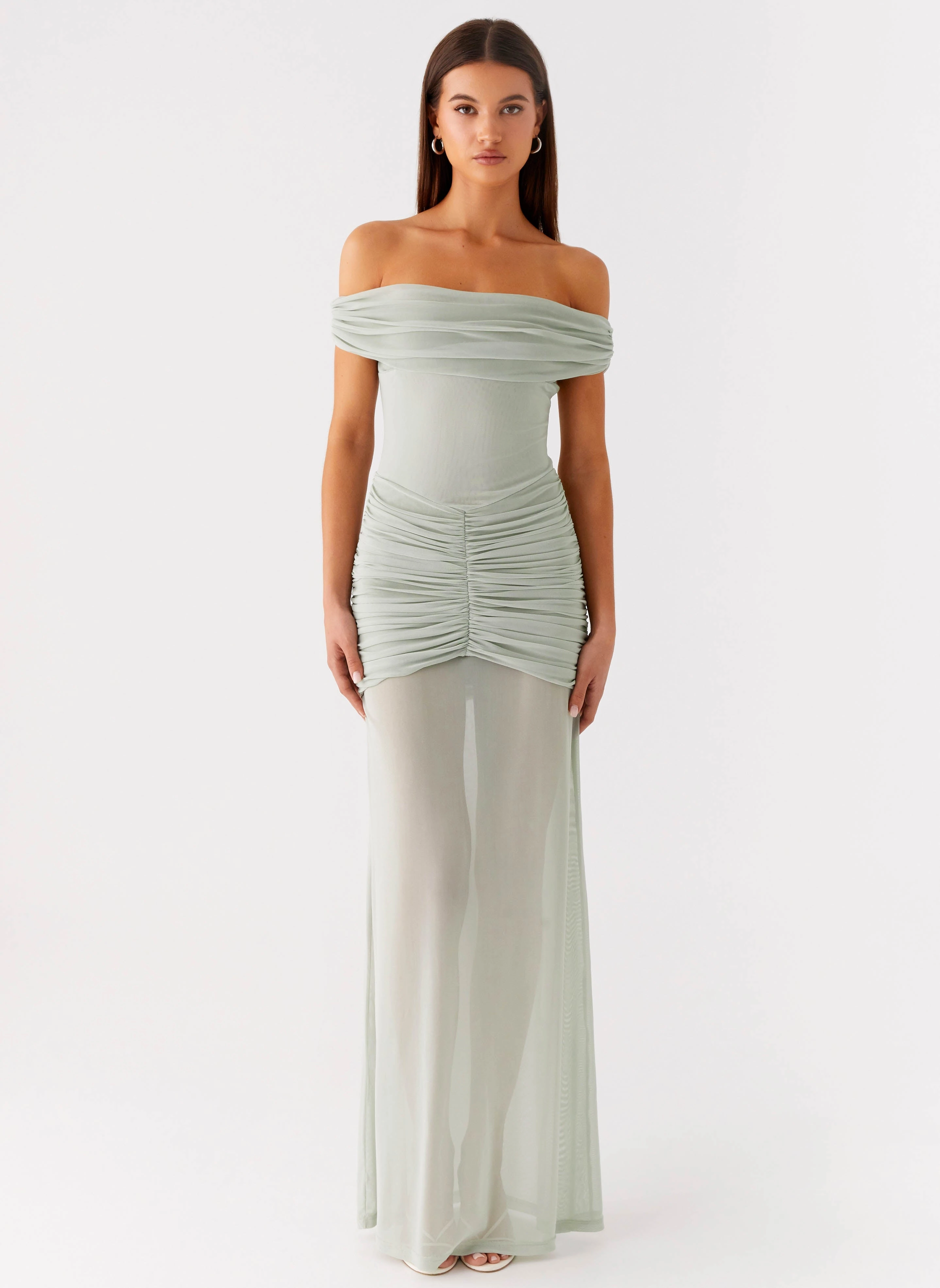 Eyllin Off Shoulder Maxi Dress - Sage Quick Outfit All Occasion