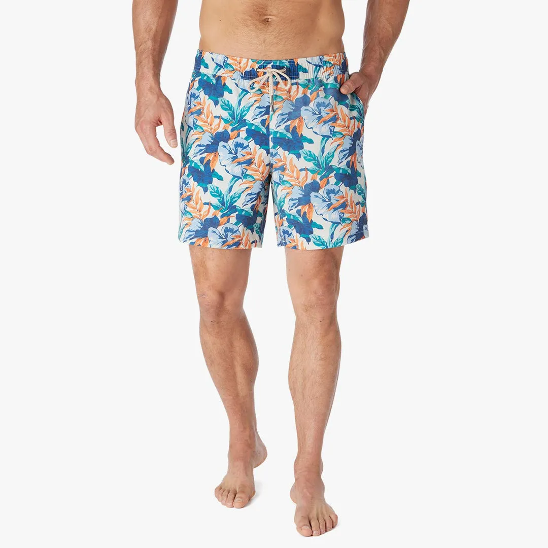 Fair Harbor Men's The Bayberry Swim Trunk Boardshorts - Orange Tropics