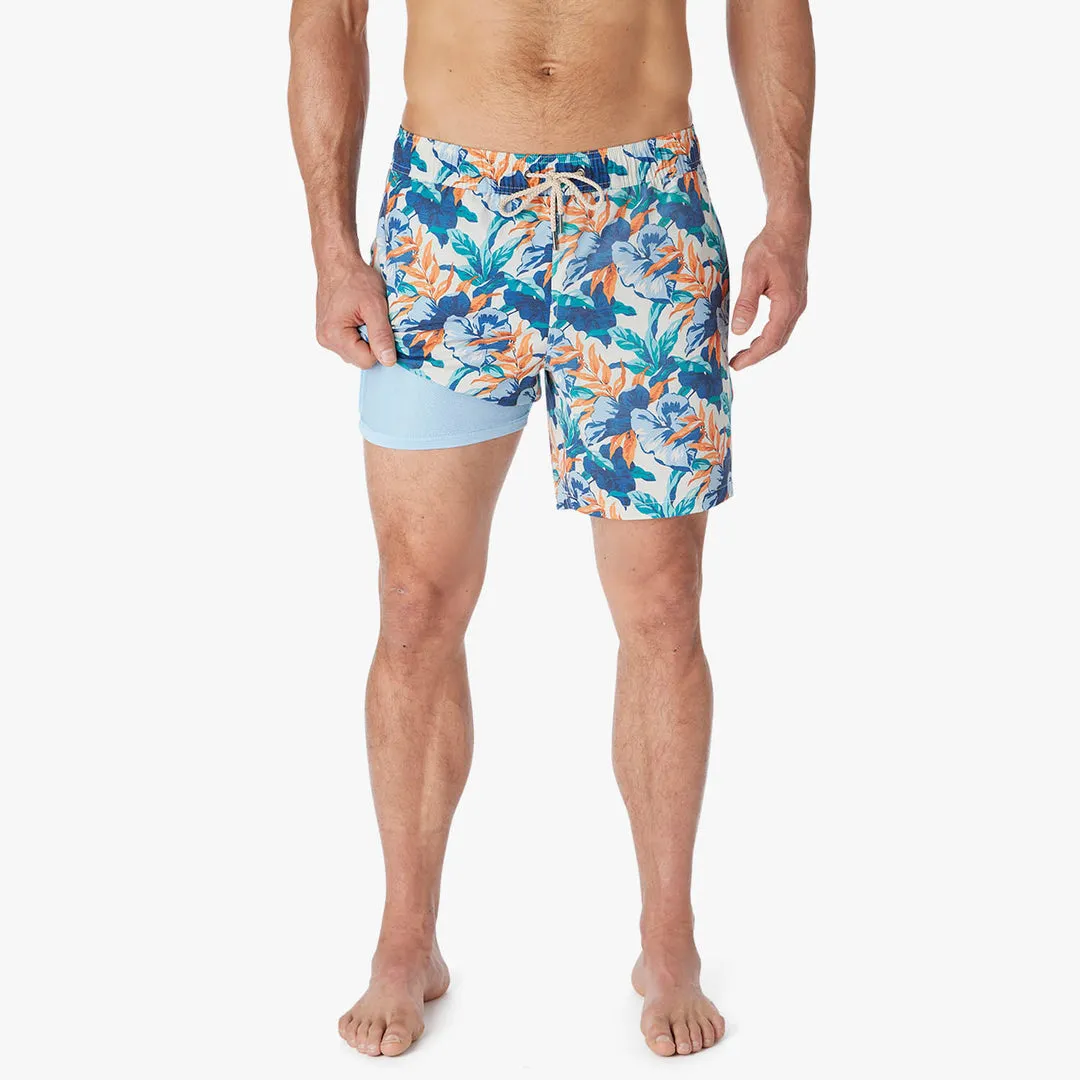 Fair Harbor Men's The Bayberry Swim Trunk Boardshorts - Orange Tropics