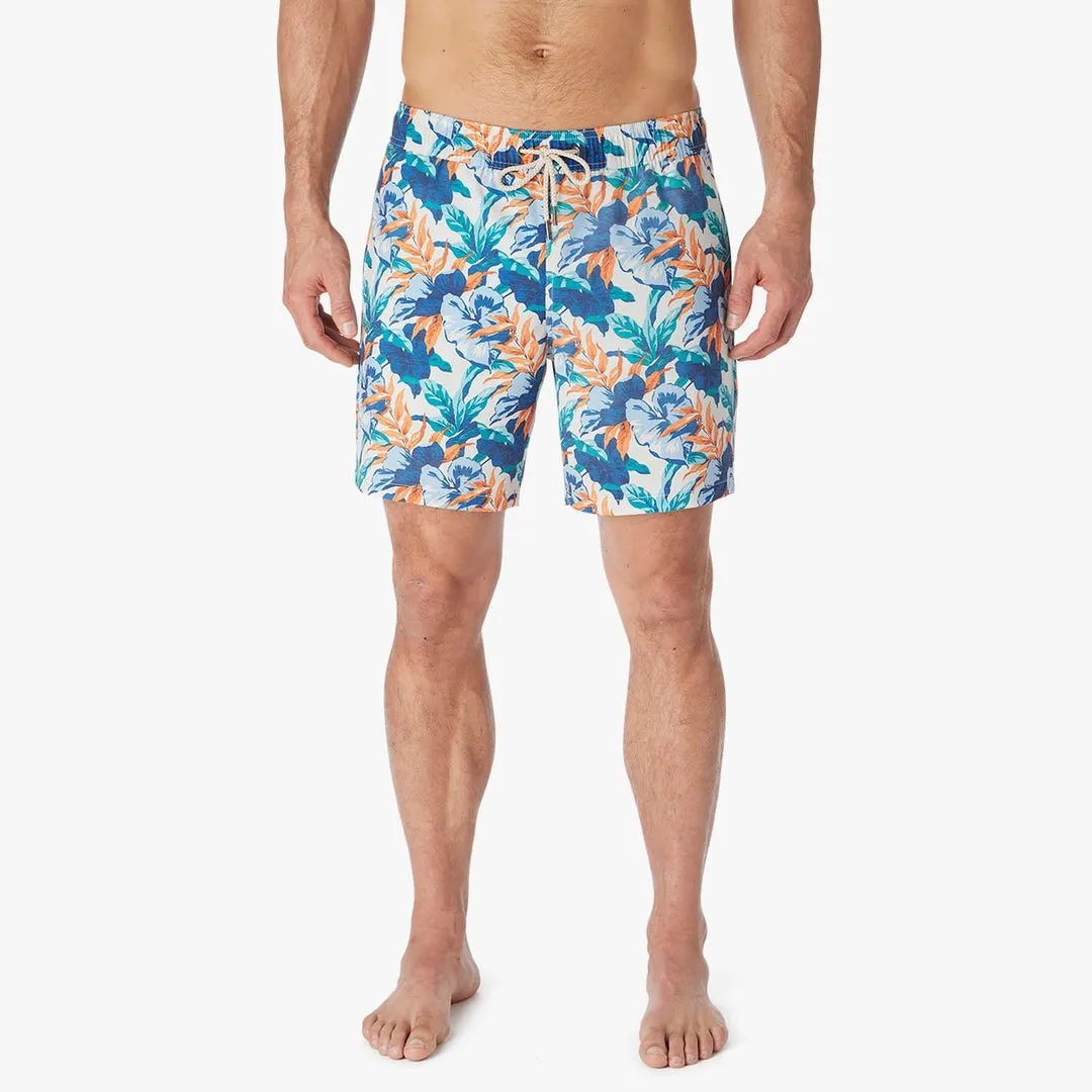 Fair Harbor Men's The Bayberry Swim Trunk Boardshorts - Orange Tropics