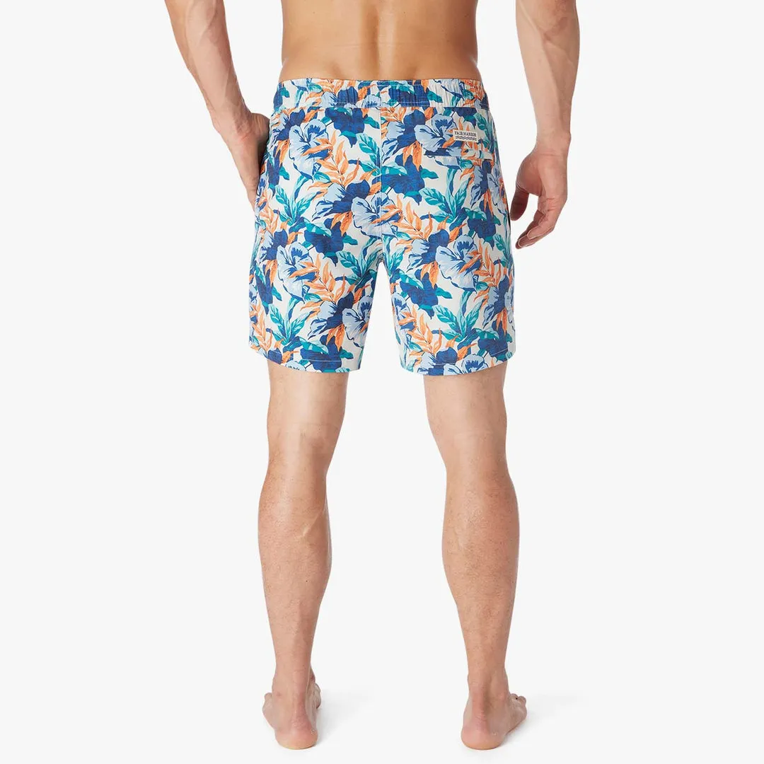 Fair Harbor Men's The Bayberry Swim Trunk Boardshorts - Orange Tropics