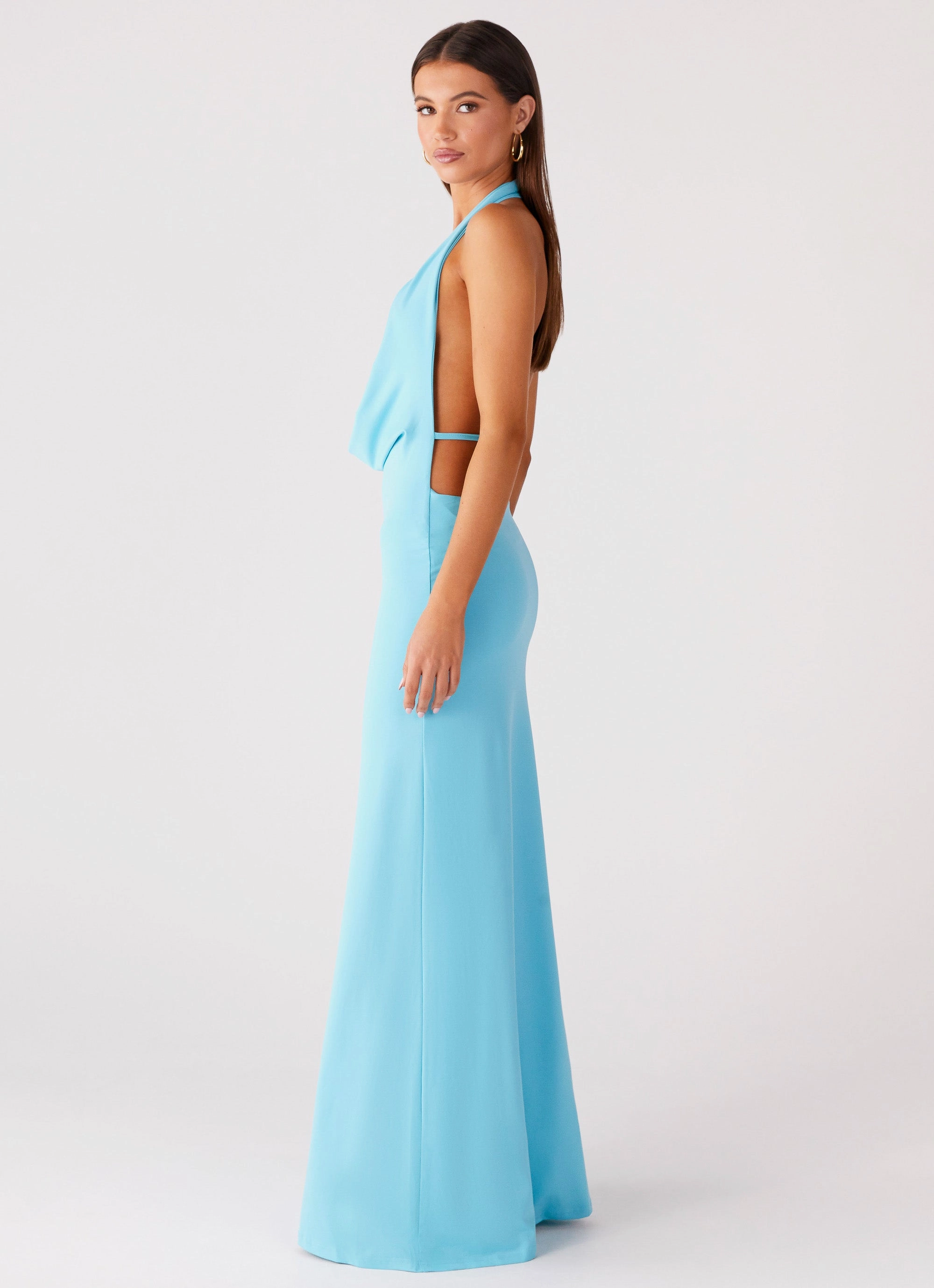 Driftwood Cowl Maxi Dress - Turquoise Coastal Soft
