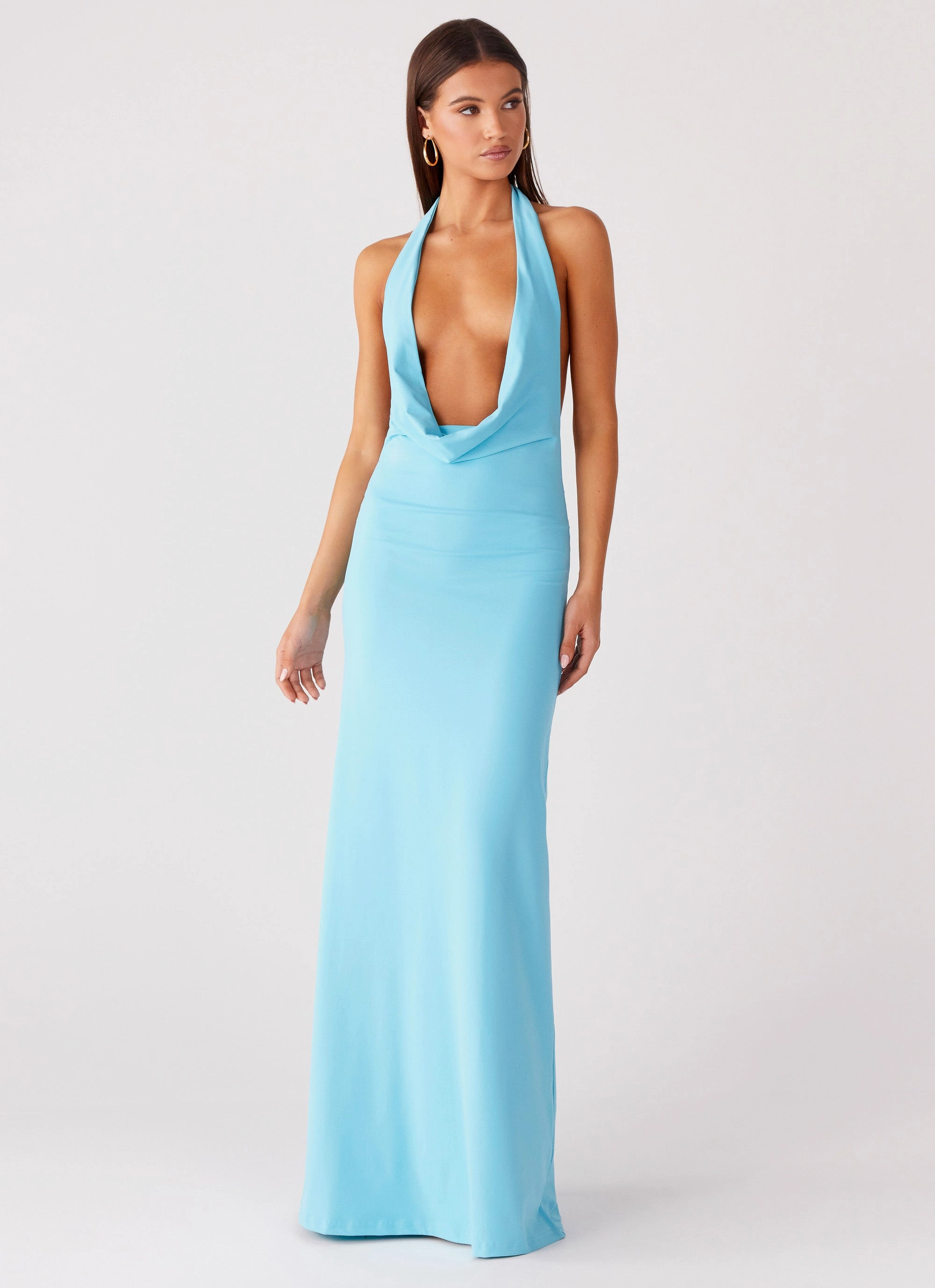 Driftwood Cowl Maxi Dress - Turquoise Boxy-Style