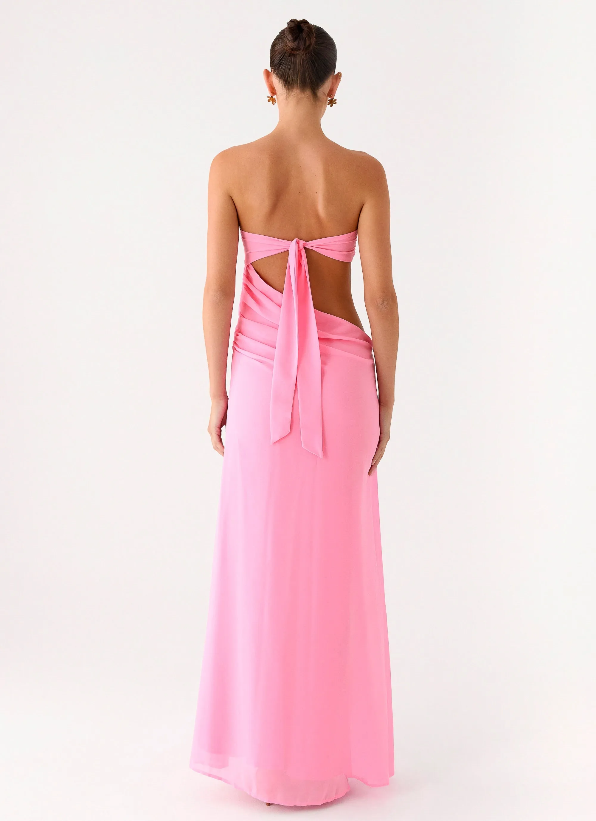 Falling Forever Strapless Beaded Maxi Dress - Pink Coffee Break