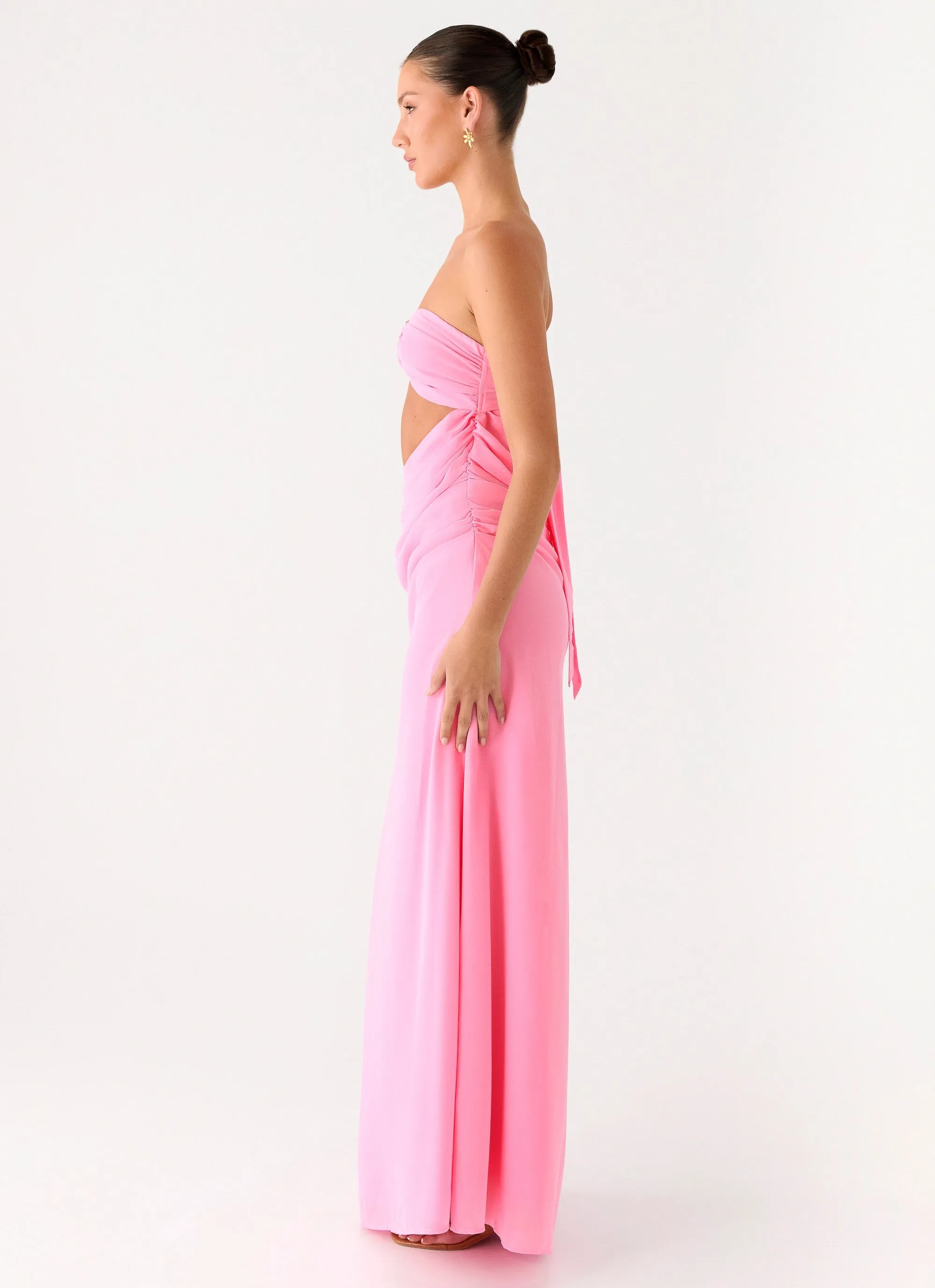 Falling Forever Strapless Beaded Maxi Dress - Pink Day Love