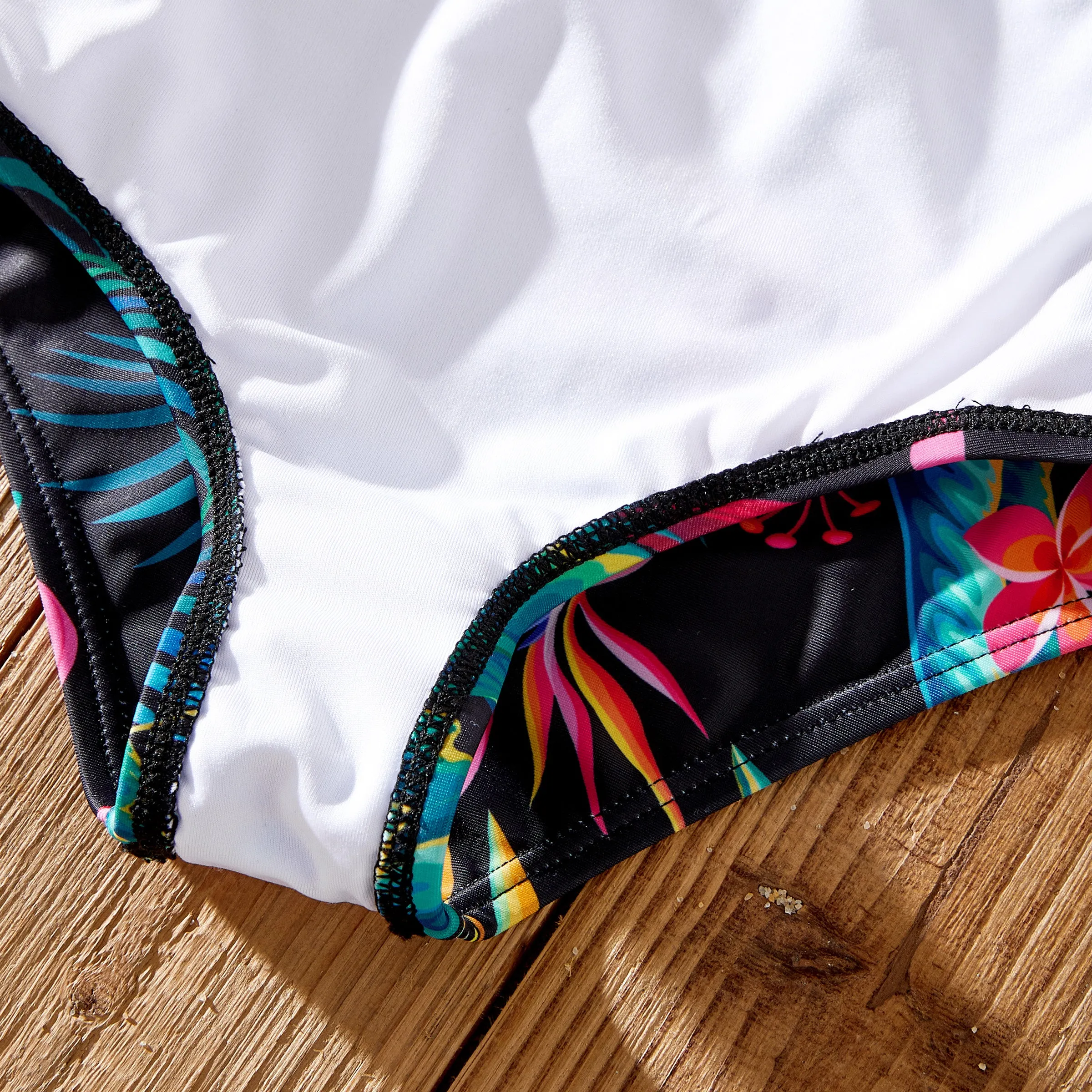 Family Matching Allover Plant Print Crisscross One-Piece Swimsuit and Swim Trunks