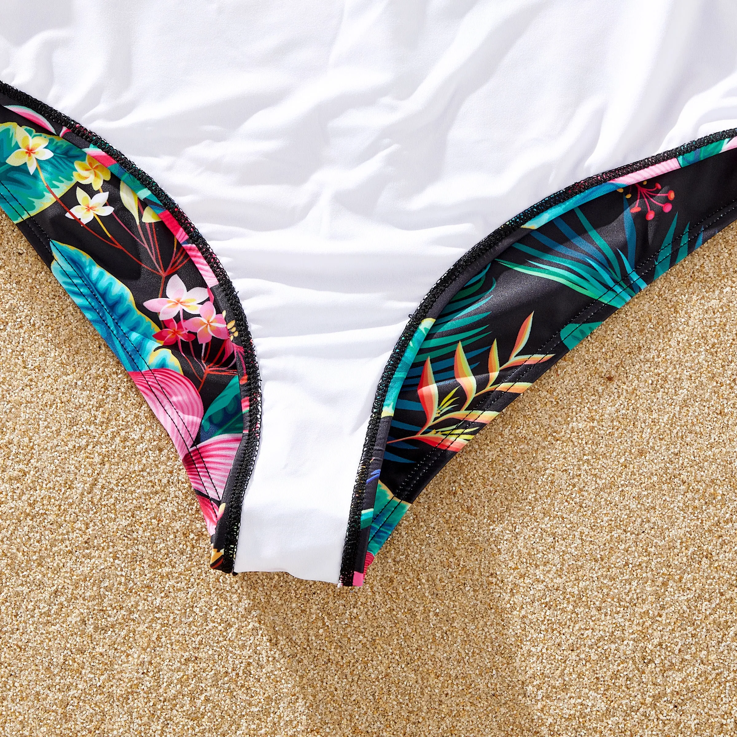 Family Matching Allover Plant Print Crisscross One-Piece Swimsuit and Swim Trunks