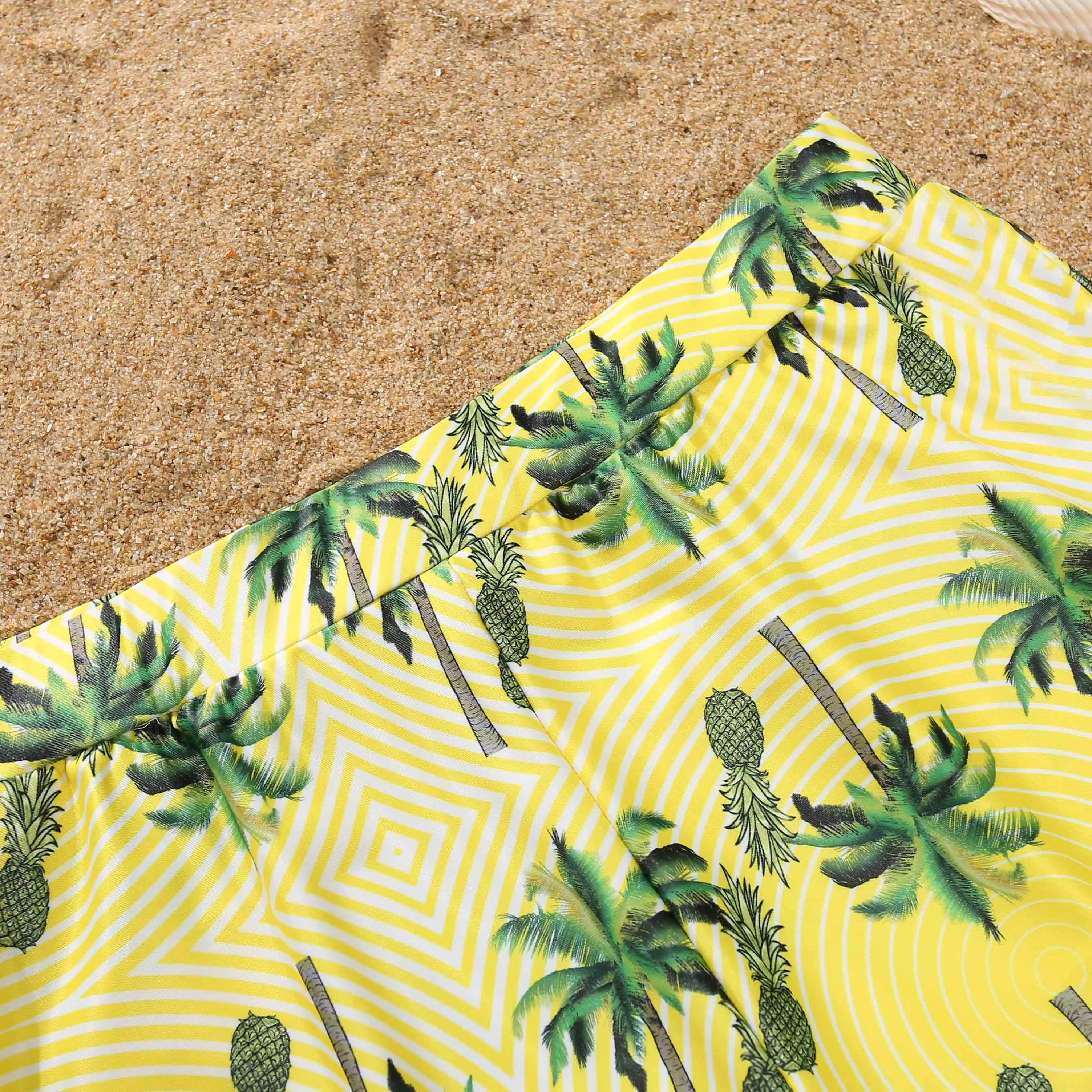Family Matching Swimwear Coconut Tree and Pineapple Print One Piece Family Bathing Suit