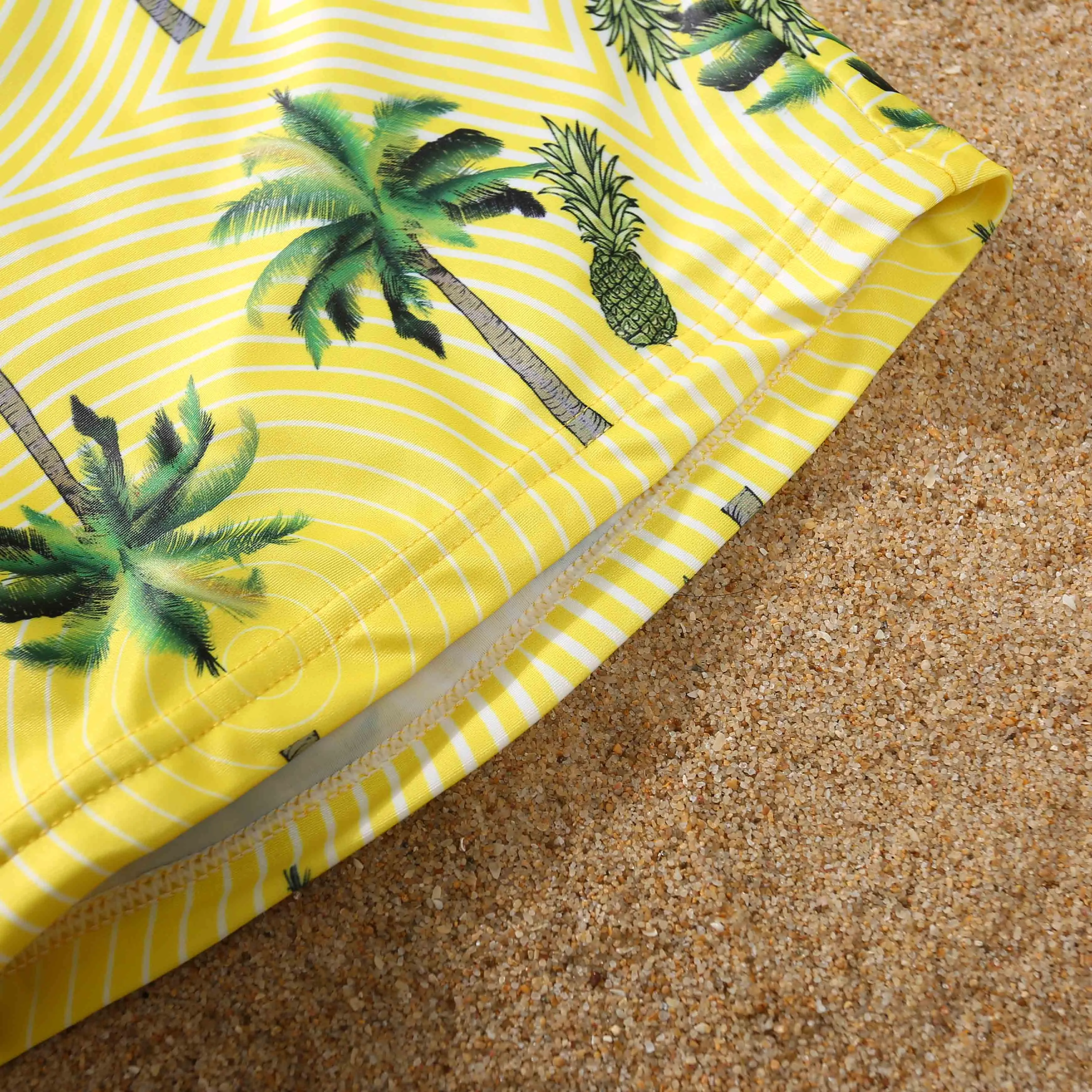 Family Matching Swimwear Coconut Tree and Pineapple Print One Piece Family Bathing Suit