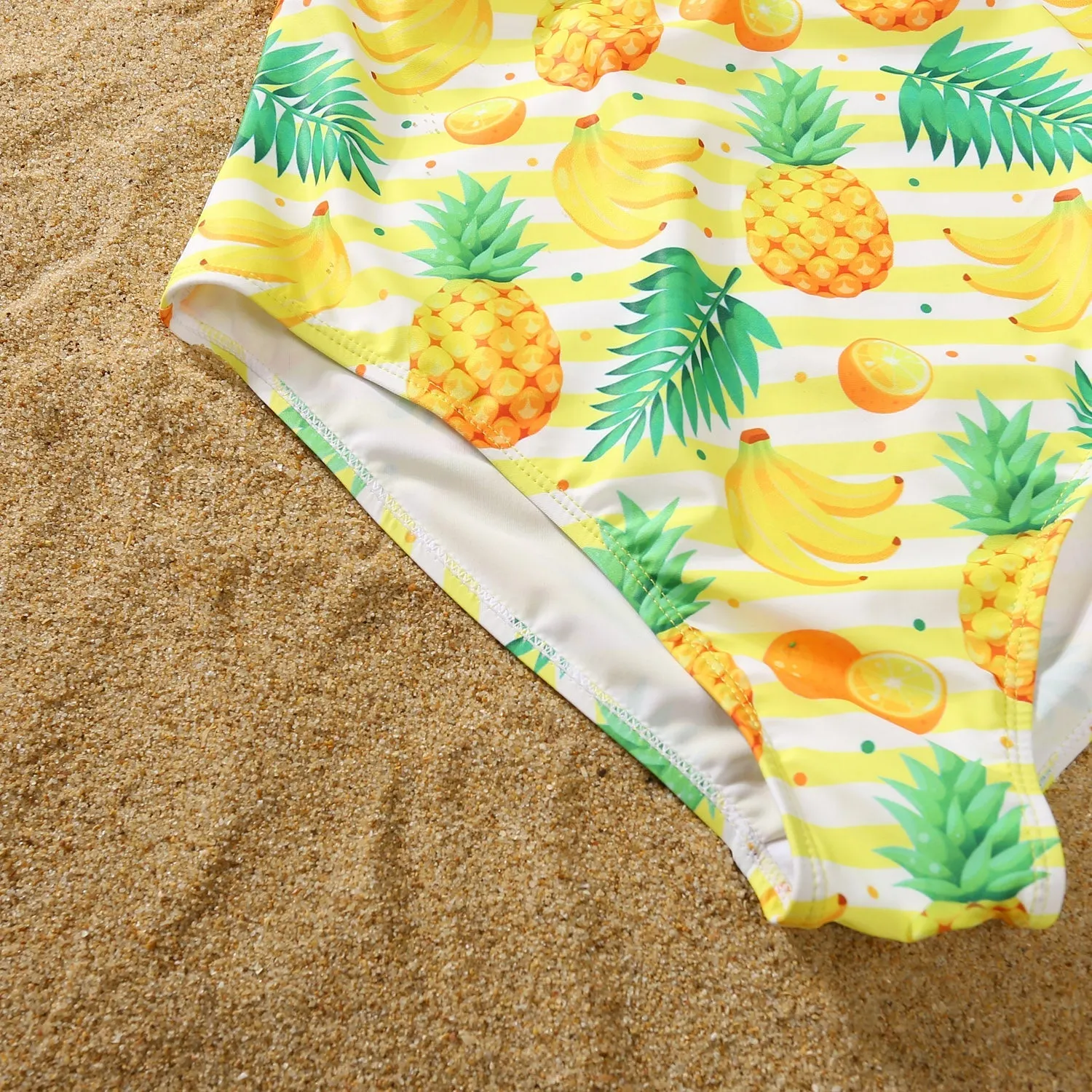Family Matching Swimwear Pineapple Print Yellow One Piece Family Bathing Suit