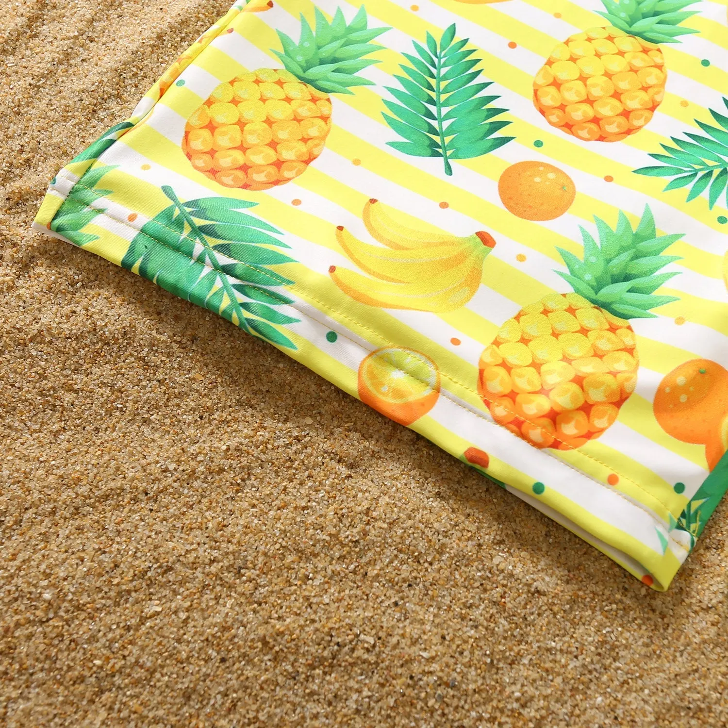 Family Matching Swimwear Pineapple Print Yellow One Piece Family Bathing Suit