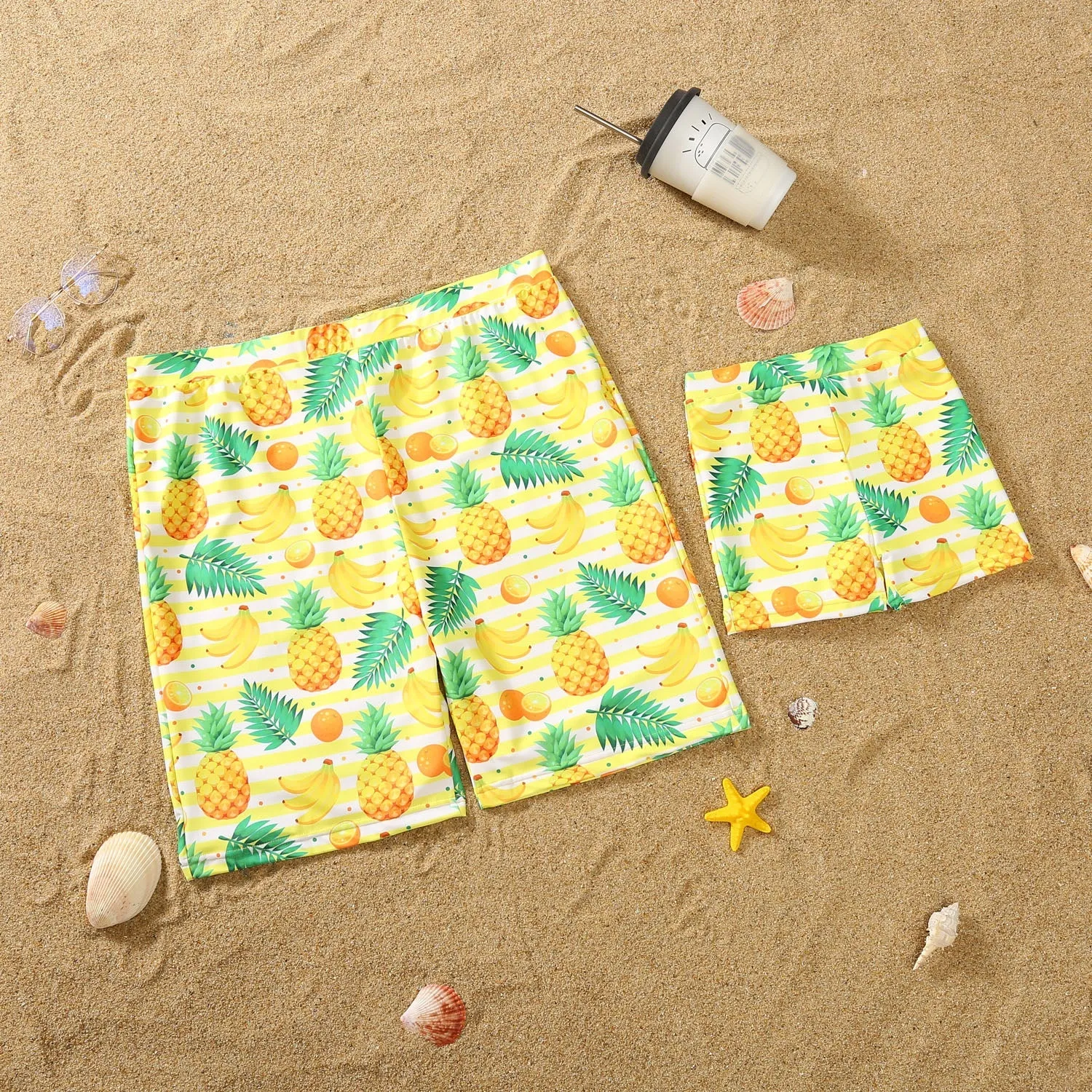 Family Matching Swimwear Pineapple Print Yellow One Piece Family Bathing Suit
