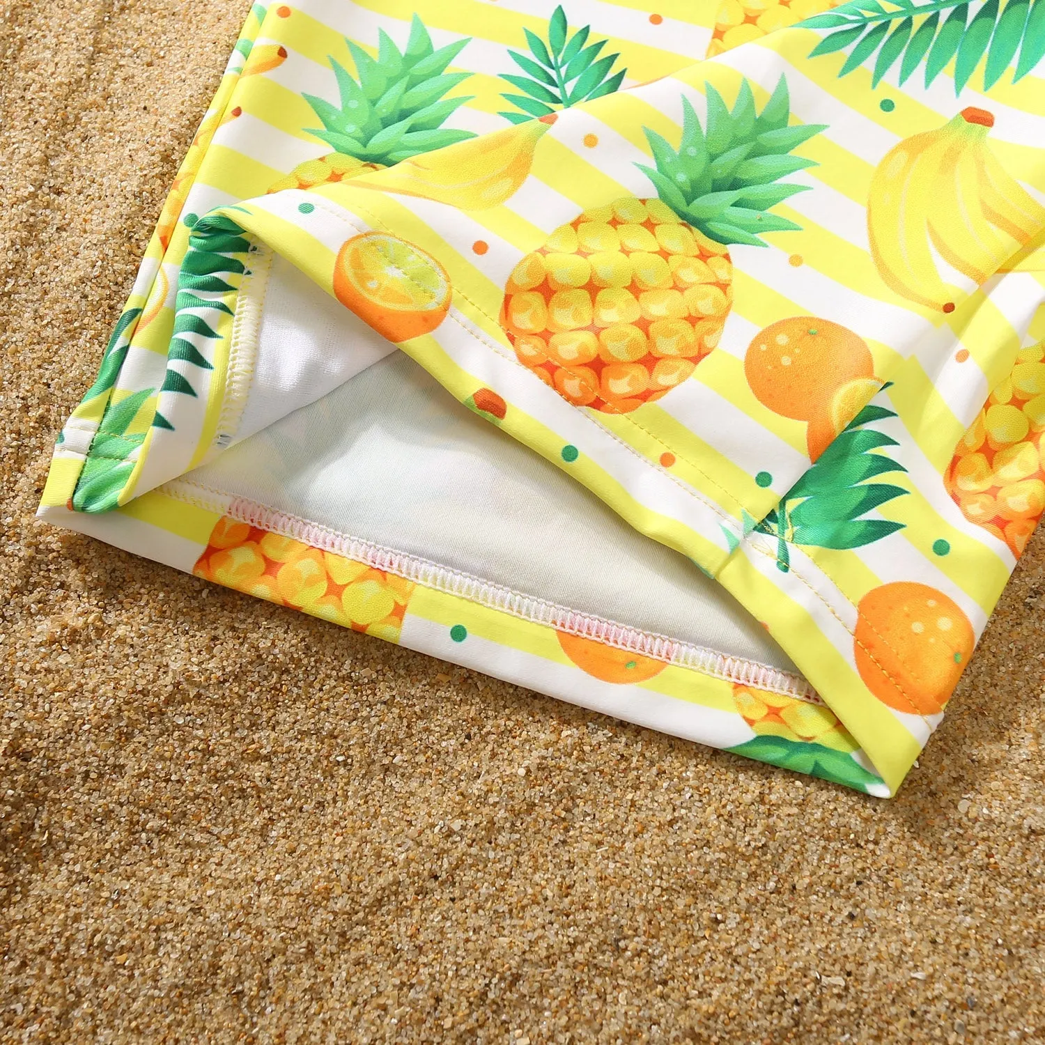 Family Matching Swimwear Pineapple Print Yellow One Piece Family Bathing Suit