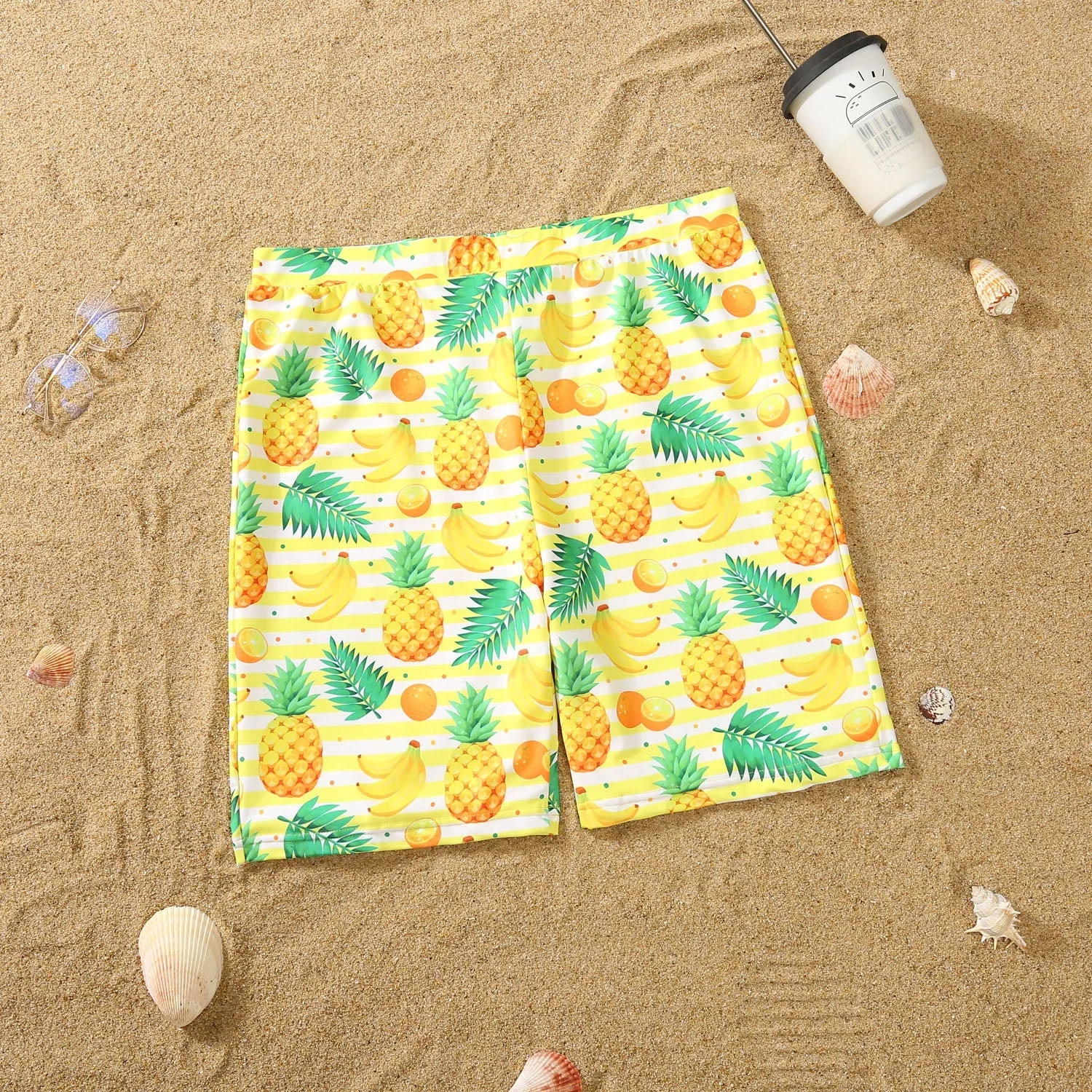 Family Matching Swimwear Pineapple Print Yellow One Piece Family Bathing Suit