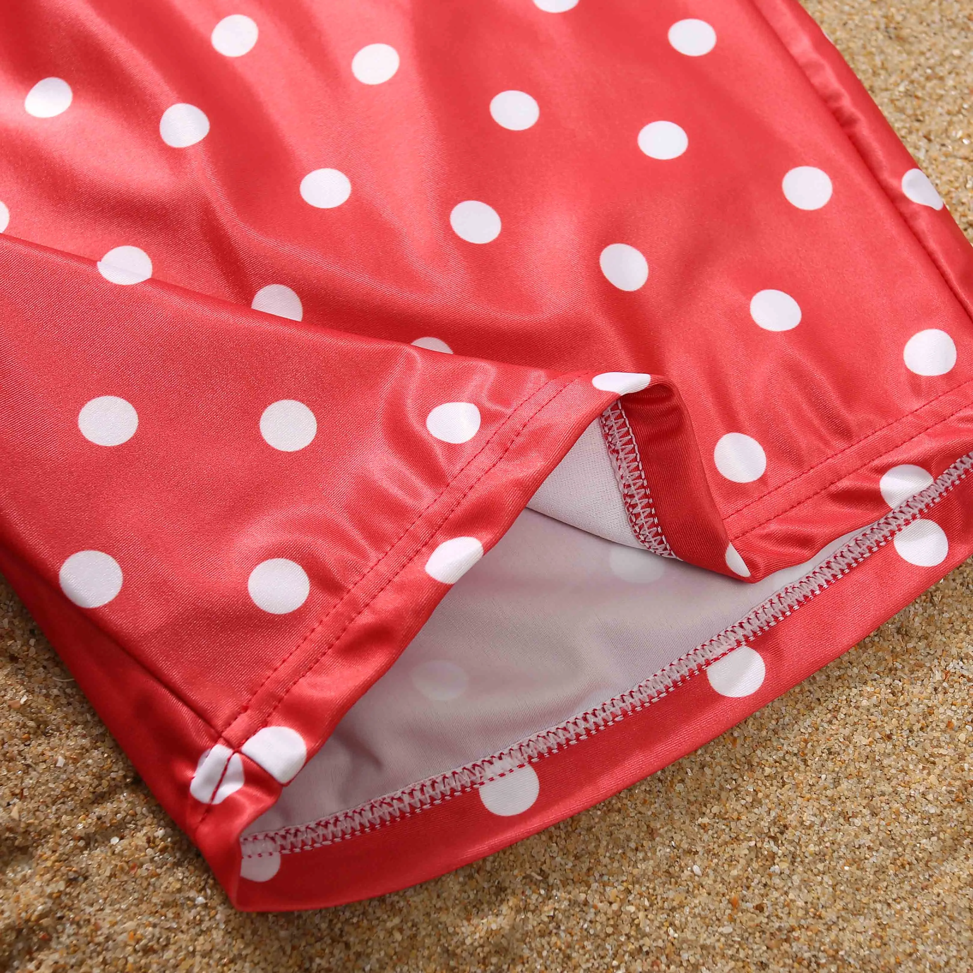 Family Matching Swimwear Striped and Polka Dot Print One Piece Family Bathing Suit