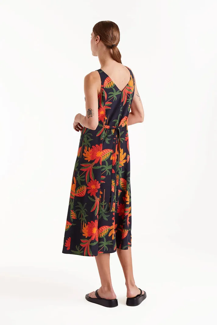 Soft Appeal Famora Print Midi Dress in Black