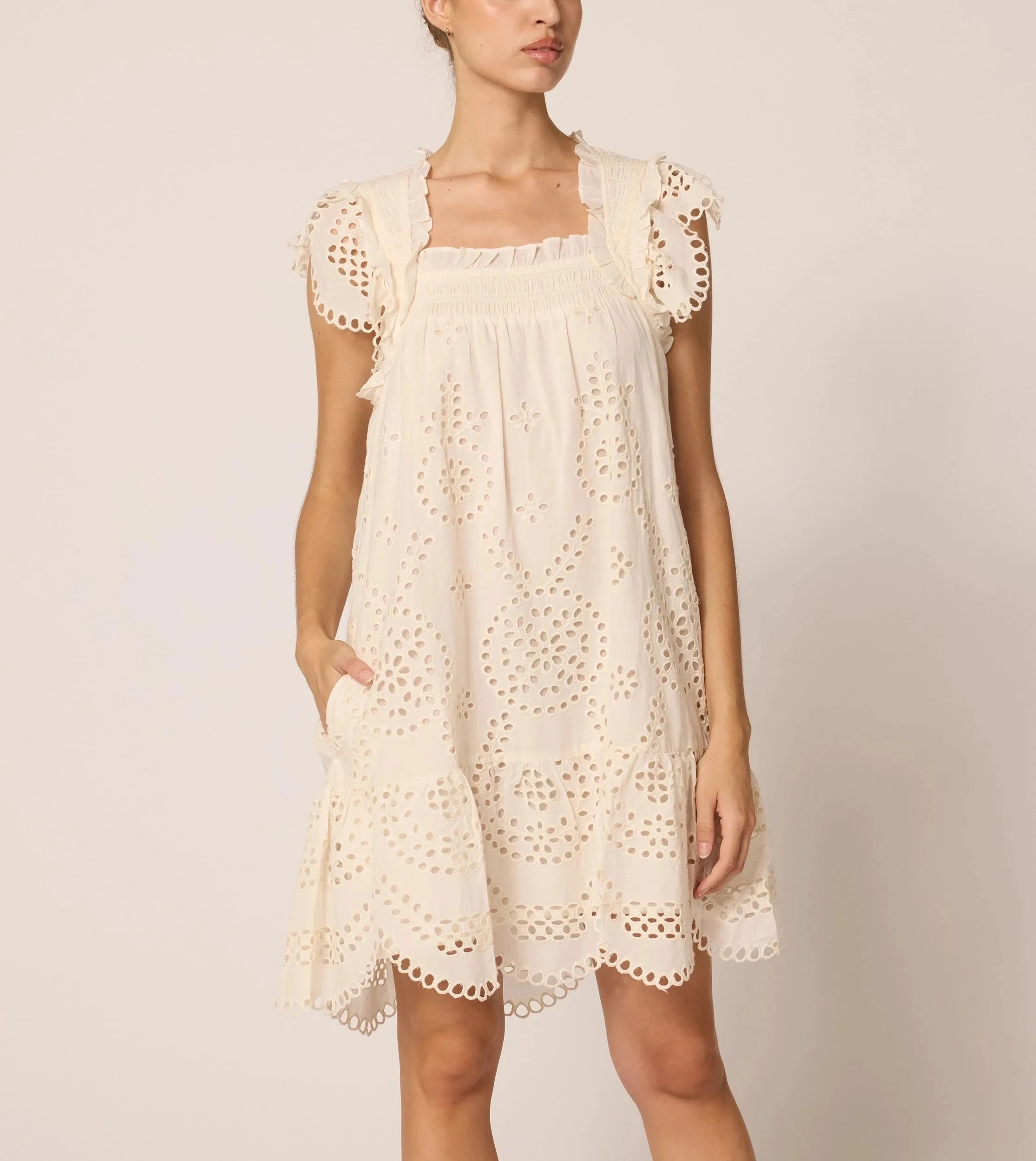 Mireya Mini Dress | Ivory Eyelet Shore Time Comfortable and breathable