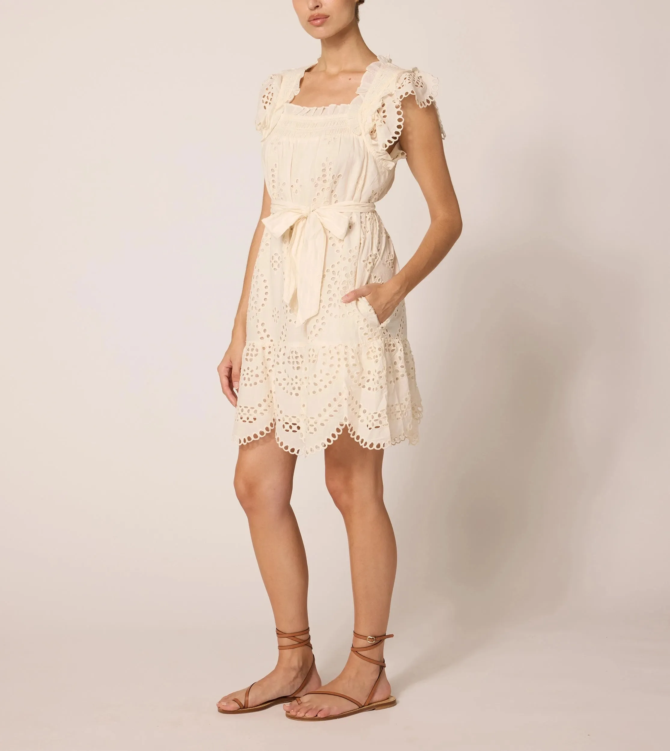 Mireya Mini Dress | Ivory Eyelet Effortless Fit