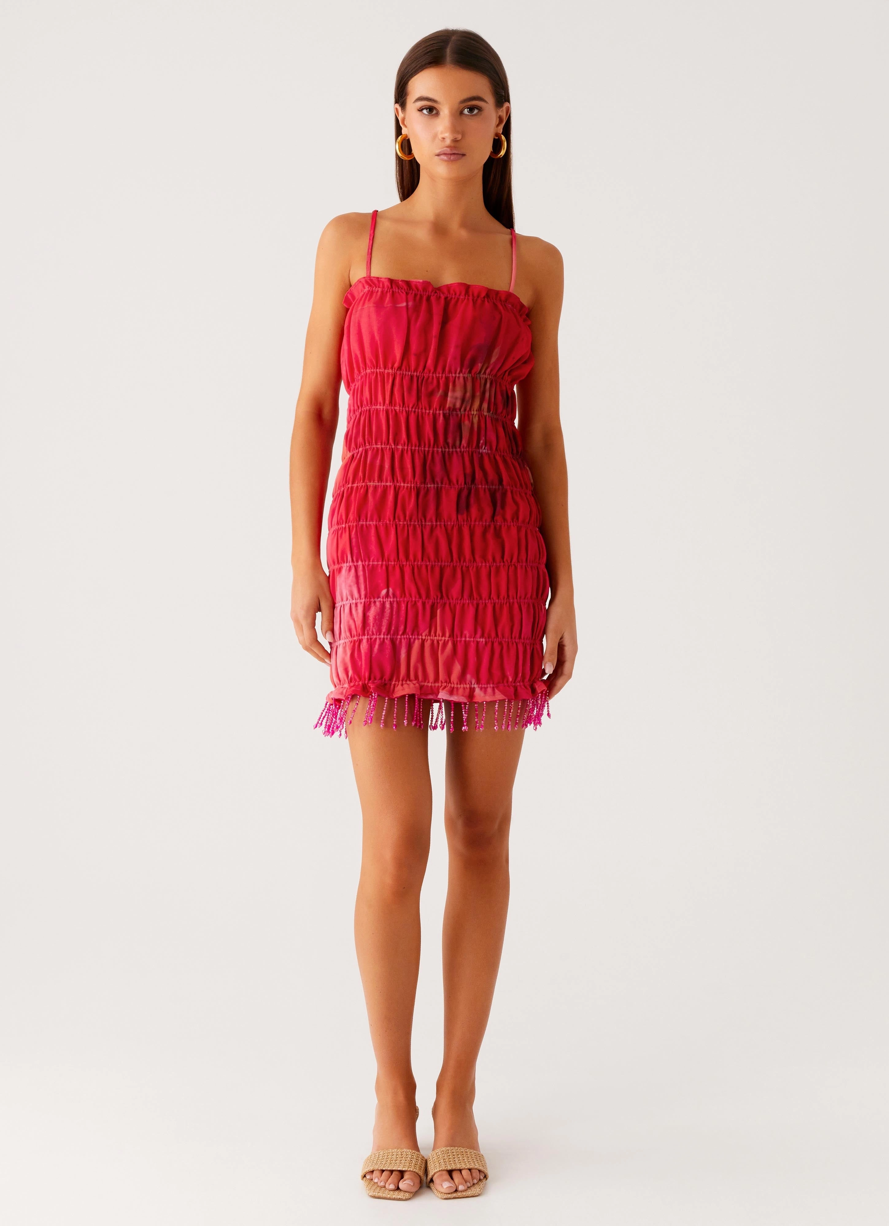 Daily Ready Feminine Details Refresh Me Chiffon Mini Dress - Peach Watermelon Flower
