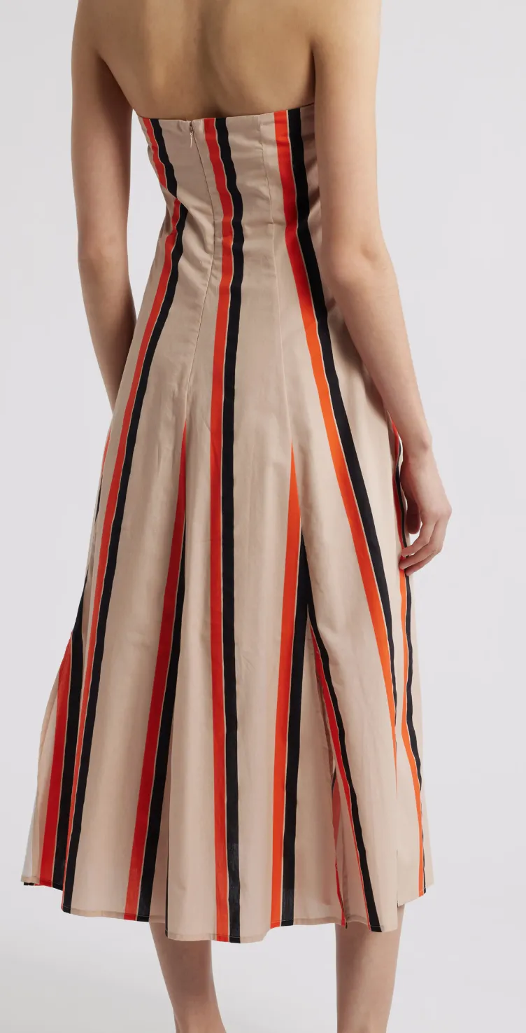 Light Layers Amaranth Strapless Midi Dress in Orange Multi Stripe