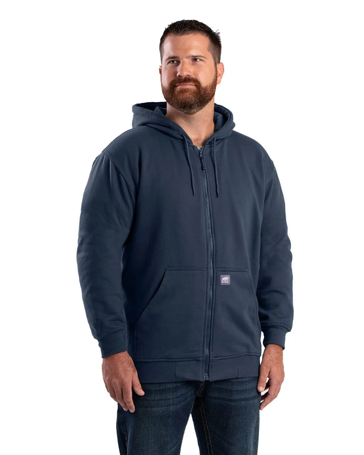 Unmatched comfort Berne Mens Navy Cotton Blend Hooded Sweatshirt