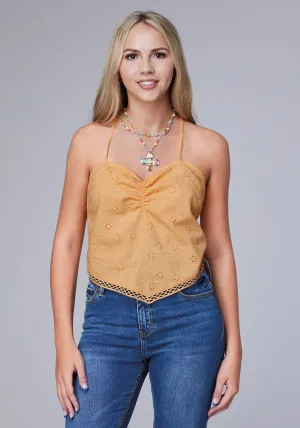 Fashion Option Roper Womens 2090 Eyelet Bandana Yellow 100% Cotton S/L Tank Top Holiday Outfit Roper Womens 2090 Eyelet Bandana Yellow 100% Cotton S/L Tank Top