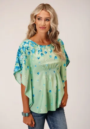 Fashion Option Roper Womens Summer Floral Sage Polyester S/S Blouse Roper Womens Summer Floral Sage Polyester S/S Blouse Sustainable Choice