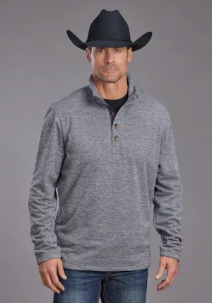 Fashion Option Stetson Mens Honeycomb Grey 100% Polyester Pullover Sweater Stetson Mens Honeycomb Grey 100% Polyester Pullover Sweater Hidden Button Placket