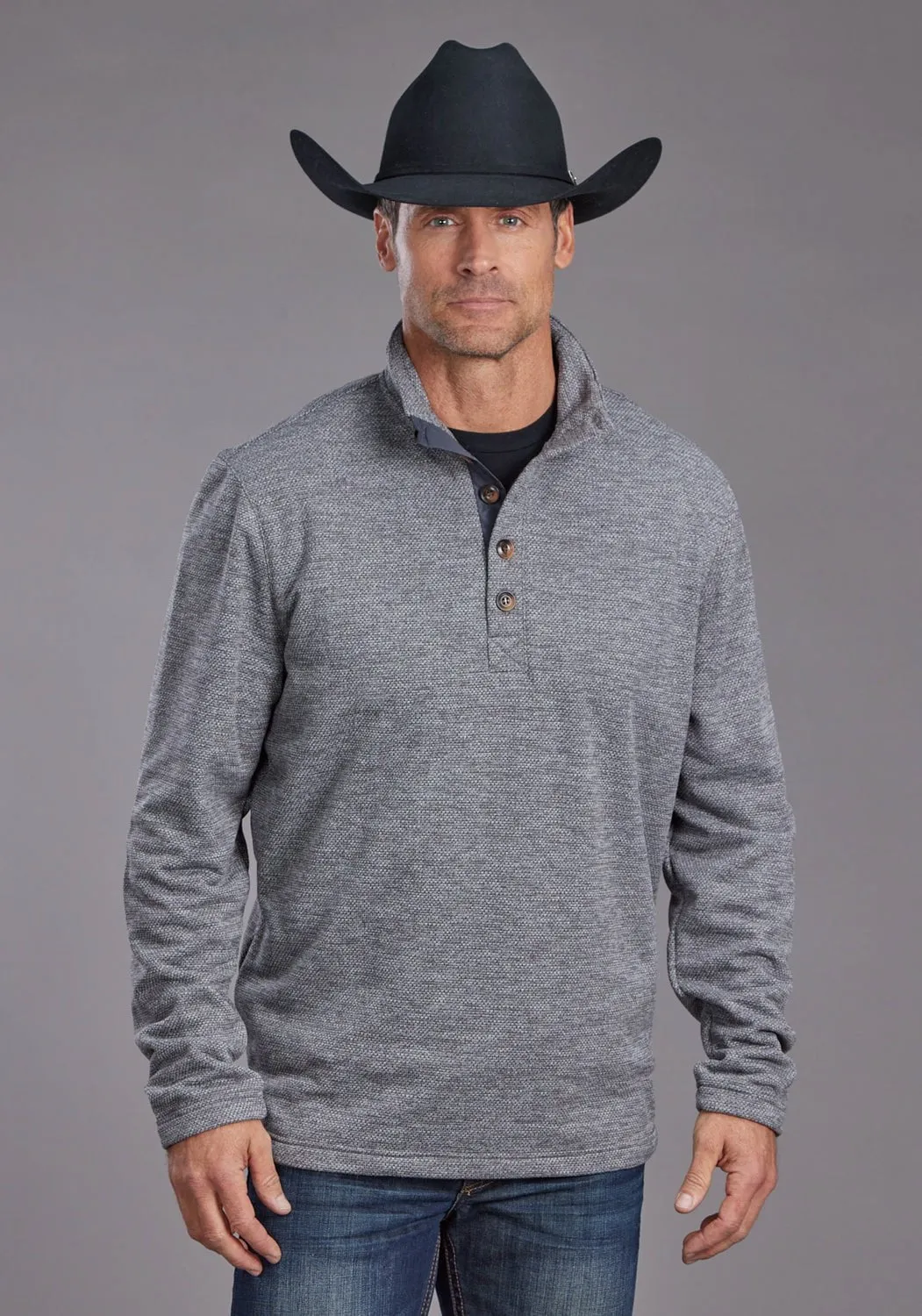 Striped Design Stetson Mens Honeycomb Grey 100% Polyester Pullover Sweater