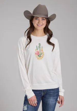 Fashion Ready Roper Womens Stunning Cactus Cream Poly/Rayon L/S T-Shirt Roper Womens Stunning Cactus Cream Poly/Rayon L/S T-Shirt Minimalist Night Out Smooth