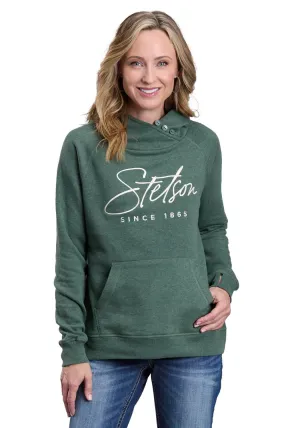 Fashion Ready Stetson Womens Embroidered Since 1865 Forest Green Cotton Blend Hoodie Lightweight Morning Stroll Durable Streetwear Mood Stetson Womens Embroidered Since 1865 Forest Green Cotton Blend Hoodie