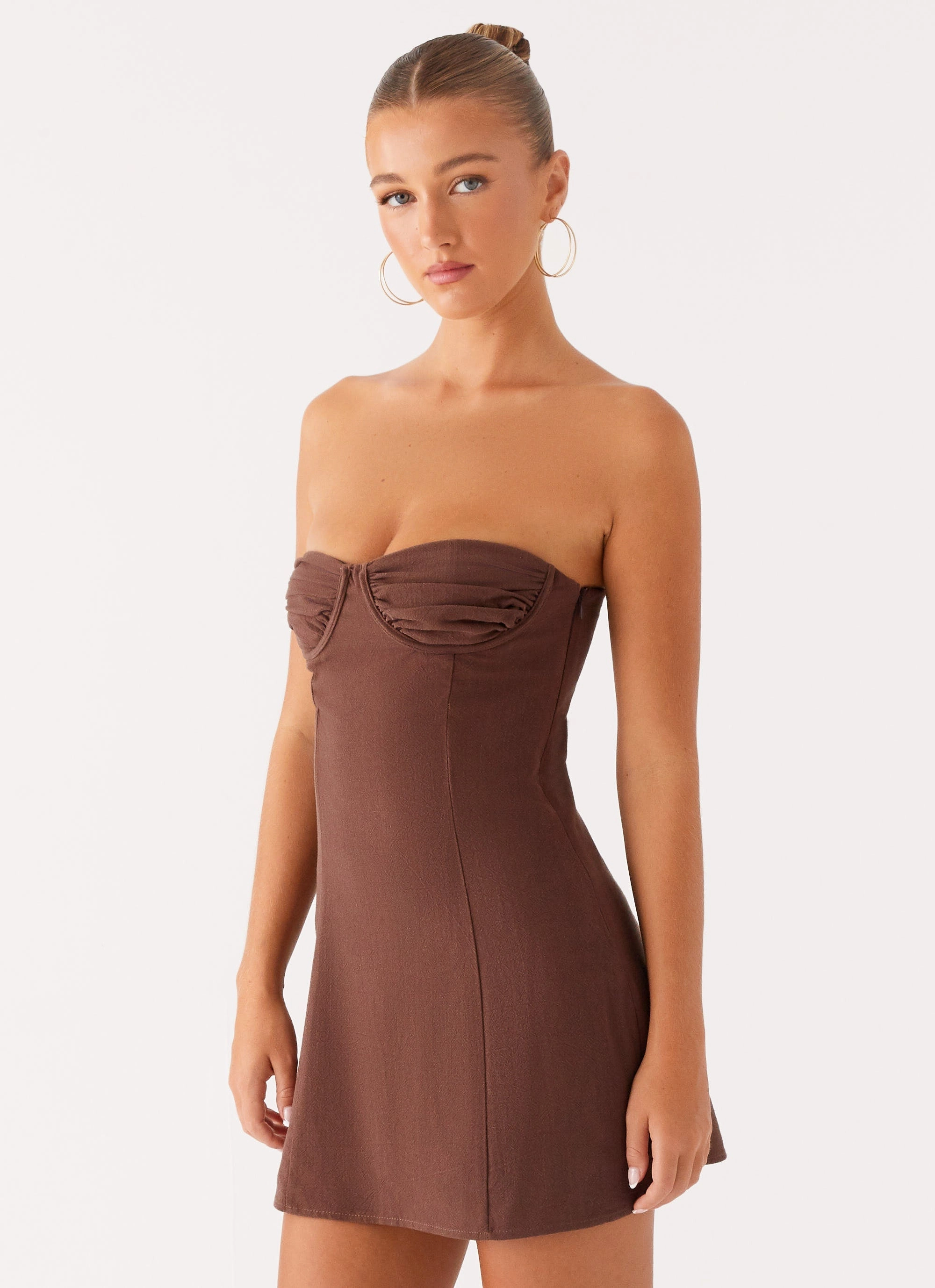 Chilly Day Layers Charming Comfort Ludo Mini Dress - Chocolate