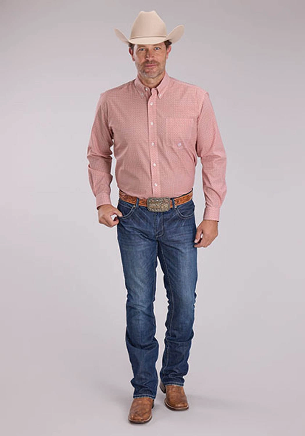 Roper Mens 2500 Satillo Foulard Rust 100% Cotton 1 Pkt L/S Shirt Holiday Gift