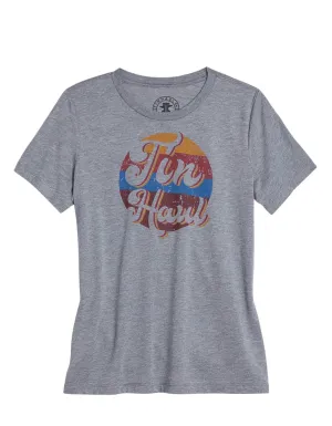 Fashionable Appeal Tin Haul Womens Multi Circle Stripes Grey Poly/Cotton S/S T-Shirt Stylish Detail Tin Haul Womens Multi Circle Stripes Grey Poly/Cotton S/S T-Shirt