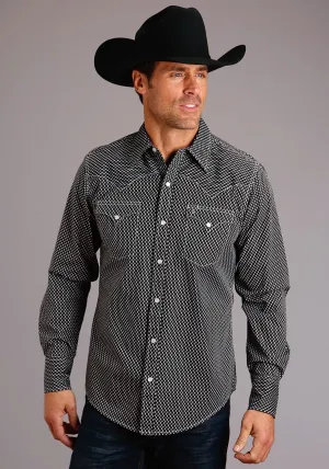 Fashionable Fit Stetson Mens Black 100% Cotton Diamond Geo L/S Shirt Fashion Comfort Stetson Mens Black 100% Cotton Diamond Geo L/S Shirt