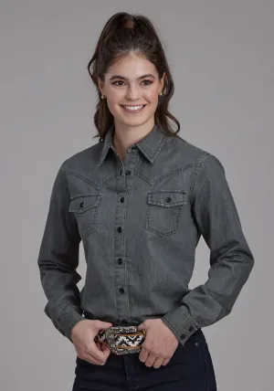 Fashionable Style Roper Womens Classic Western Black 100% Cotton L/S Blouse Layering Essential Mature Elegance Roper Womens Classic Western Black 100% Cotton L/S Blouse