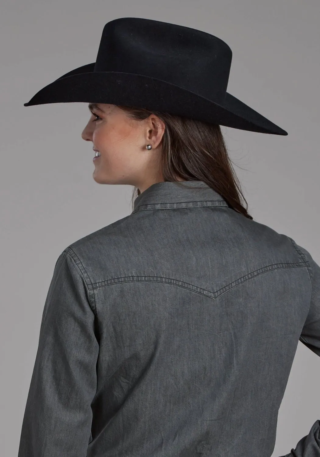 Everyday Comfort Mature appeal Roper Womens Classic Western Black 100% Cotton L/S Blouse