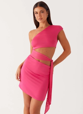 Fashionable Comfort Amara Mini Dress - Hot Pink Minimalist Waist Light Comfort Amara Mini Dress - Hot Pink