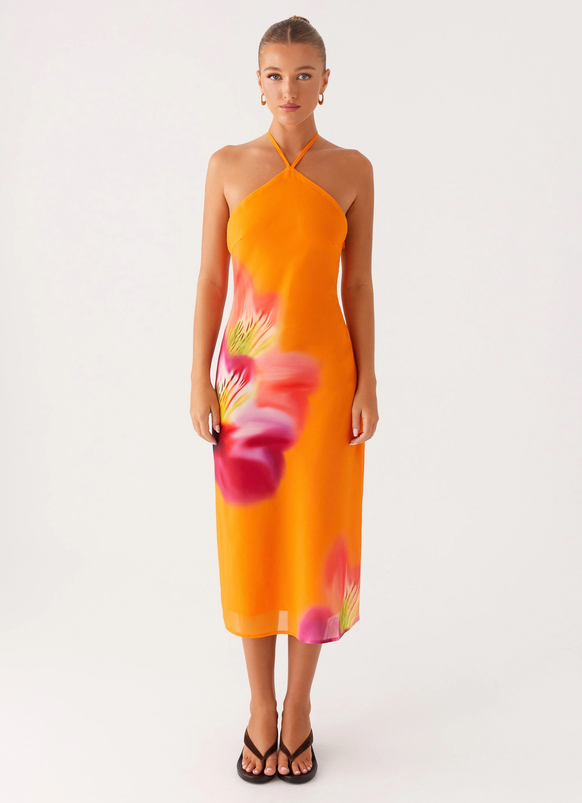 Versatile Touch Kea Midi Dress - Orange Tropical