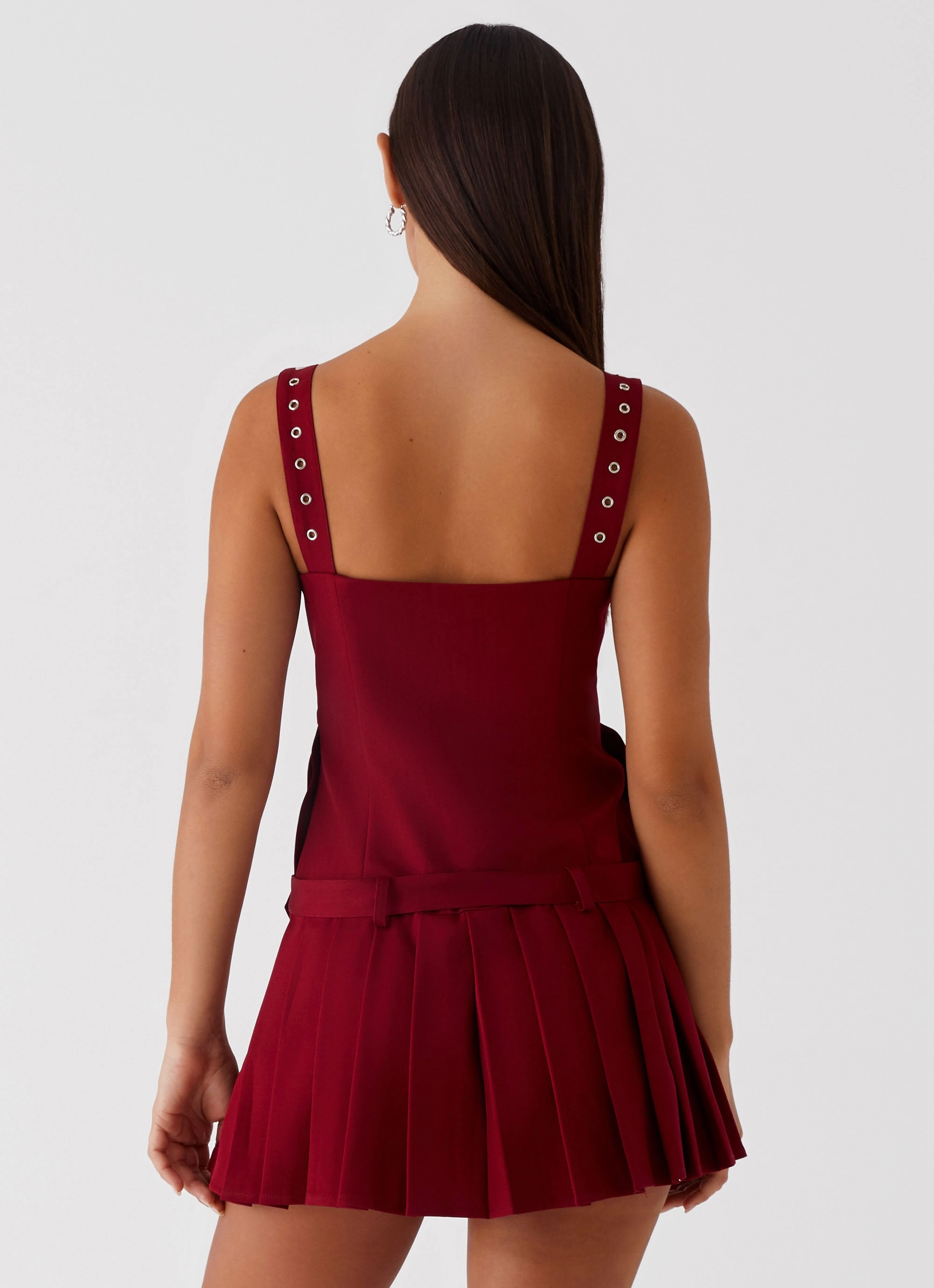 Matte Fabric Uma Mini Dress - Cherry Red