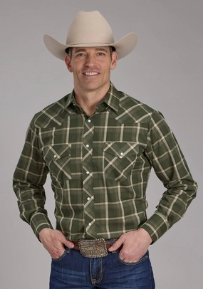 Fashionable Fit Roper Mens 2127 Plaid Olive/Orange Cotton Blend L/S Shirt Roper Mens 2127 Plaid Olive/Orange Cotton Blend L/S Shirt Exclusive Collection