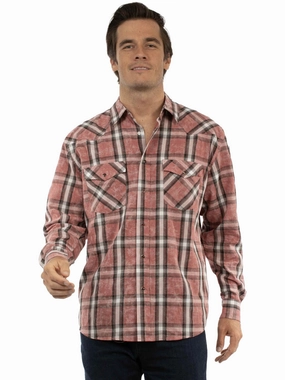 Fashionable looks Scully Mens Worn Washed Plaid Red 100% Cotton L/S Shirt Scully Mens Worn Washed Plaid Red 100% Cotton L/S Shirt Minimalist Design