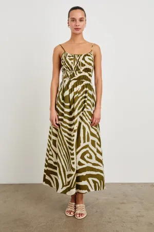 Fatima Dress in Selva Light and Breezy BreathableLining Flutter-Sleeve Fatima Dress in Selva