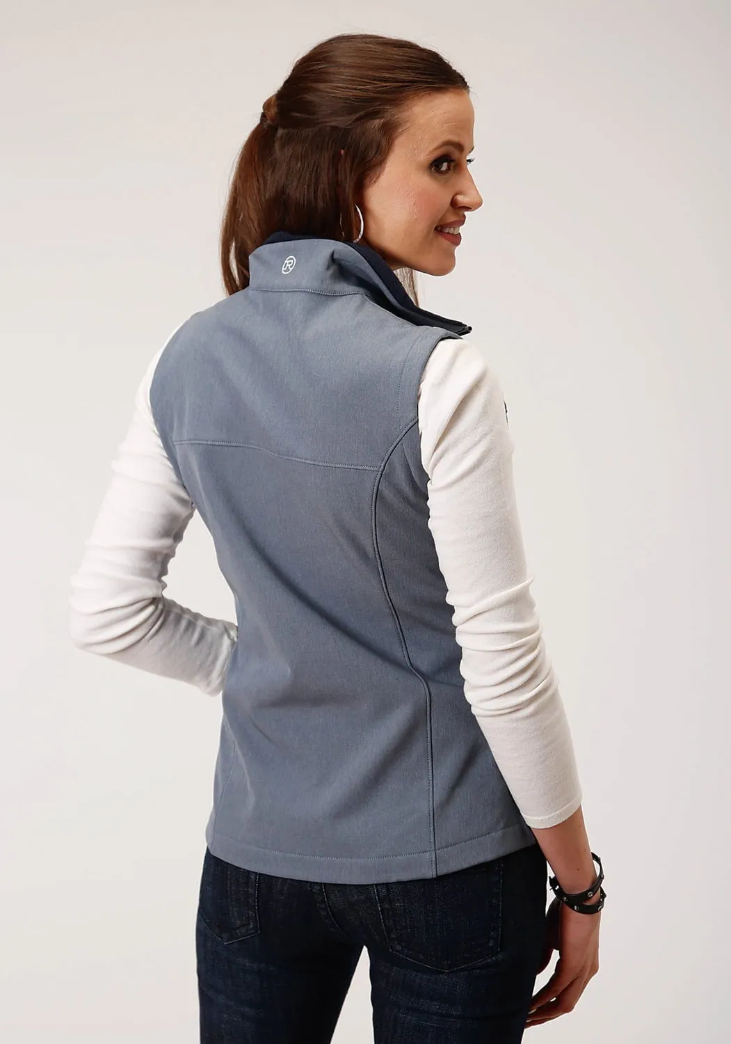 Leisure Wear Minimalist Traveler Gear Bold Look Roper Womens Heather Blue Polyester Softshell Vest