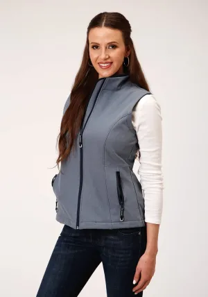 Feather Feel Roper Womens Heather Blue Polyester Softshell Vest Timeless Option Roper Womens Heather Blue Polyester Softshell Vest