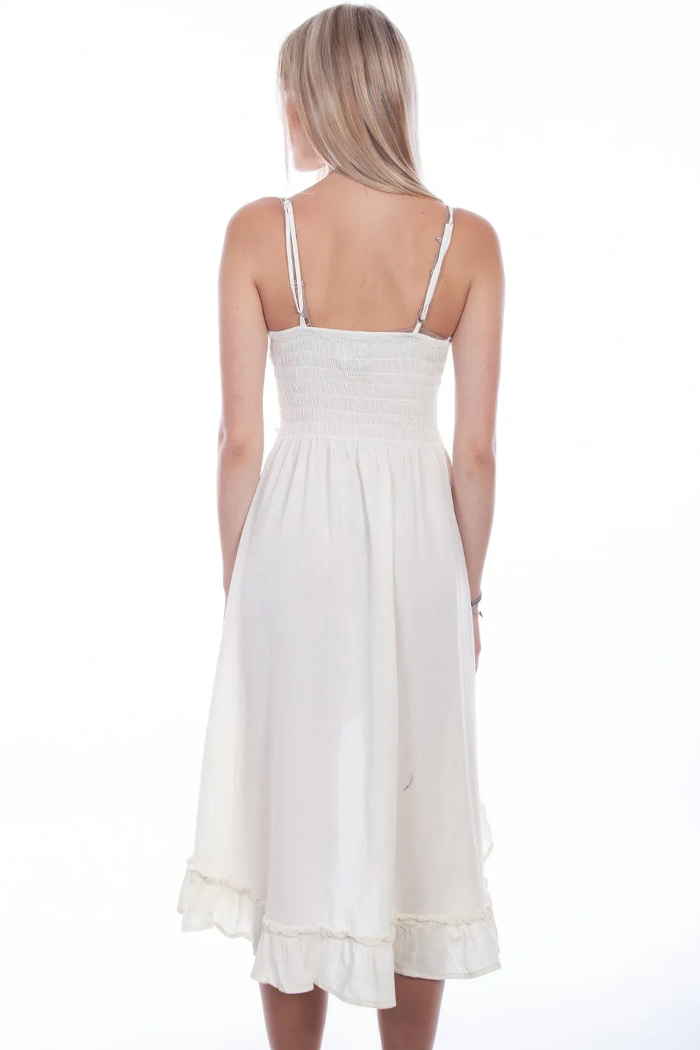 Balanced Look Beach Day Holiday Vibes Scully Womens Vanilla 100% Cotton Hi/Lo Empire S/L Dress