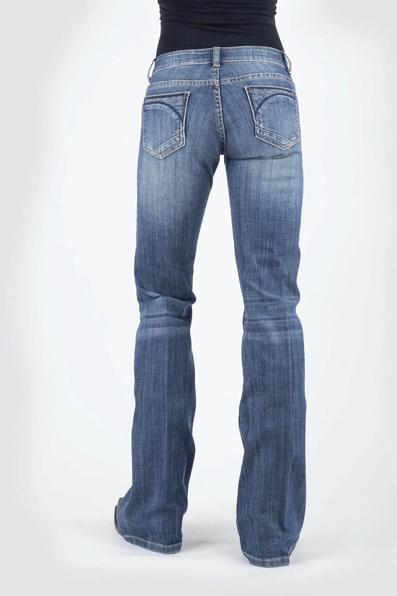 Durable Minimalist Style Party Look Lifestyle Choice Stetson Womens Blue Cotton Blend 816 Half Circle Jeans