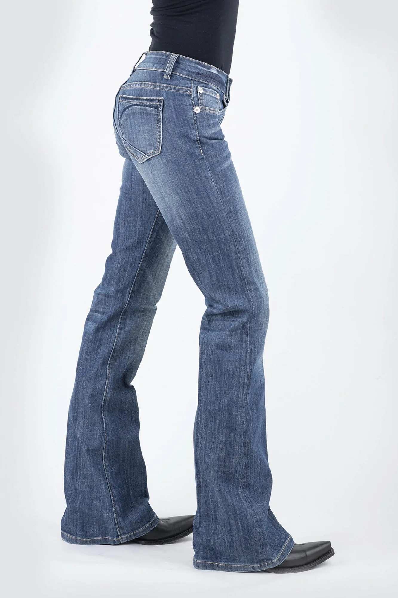 Stetson Womens Blue Cotton Blend 816 Half Circle Jeans Relaxed Aesthetic